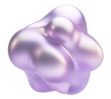 Glossy purple abstract shape with smooth organic curves on a white background.