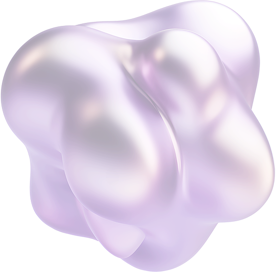 Smooth, shiny purple abstract 3D shape with rounded, bulbous forms and reflective surfaces.