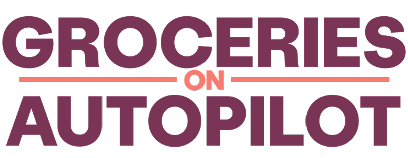 Text reading 'GROCERIES ON AUTOPILOT' with horizontal lines above and below the word 'ON'.