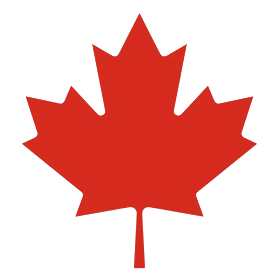 Red maple leaf silhouette on a transparent background.