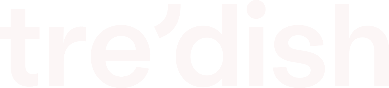 Tre'dish logo text in stylized white lowercase letters on a black background.