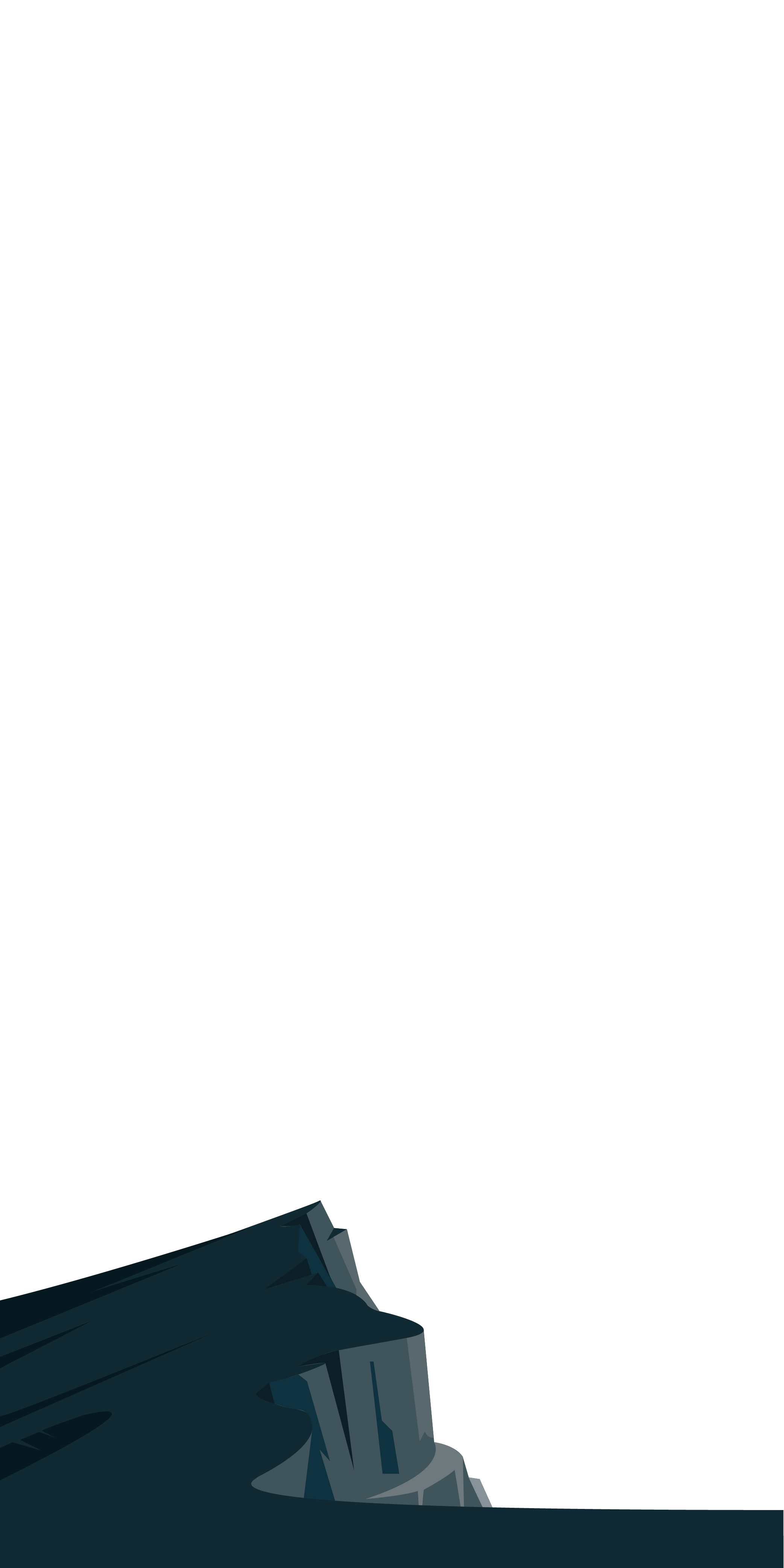 This is a cliff, signifying the foreground of the scene and its charcoal colour melts into the background of the section below.