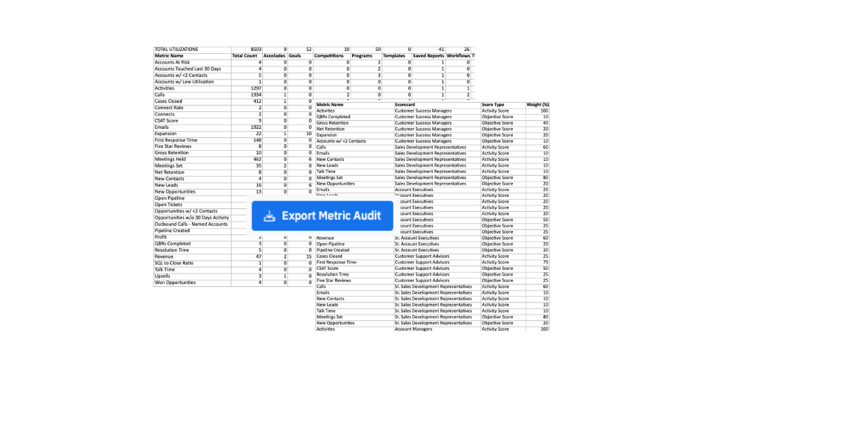 Metric Audit Export