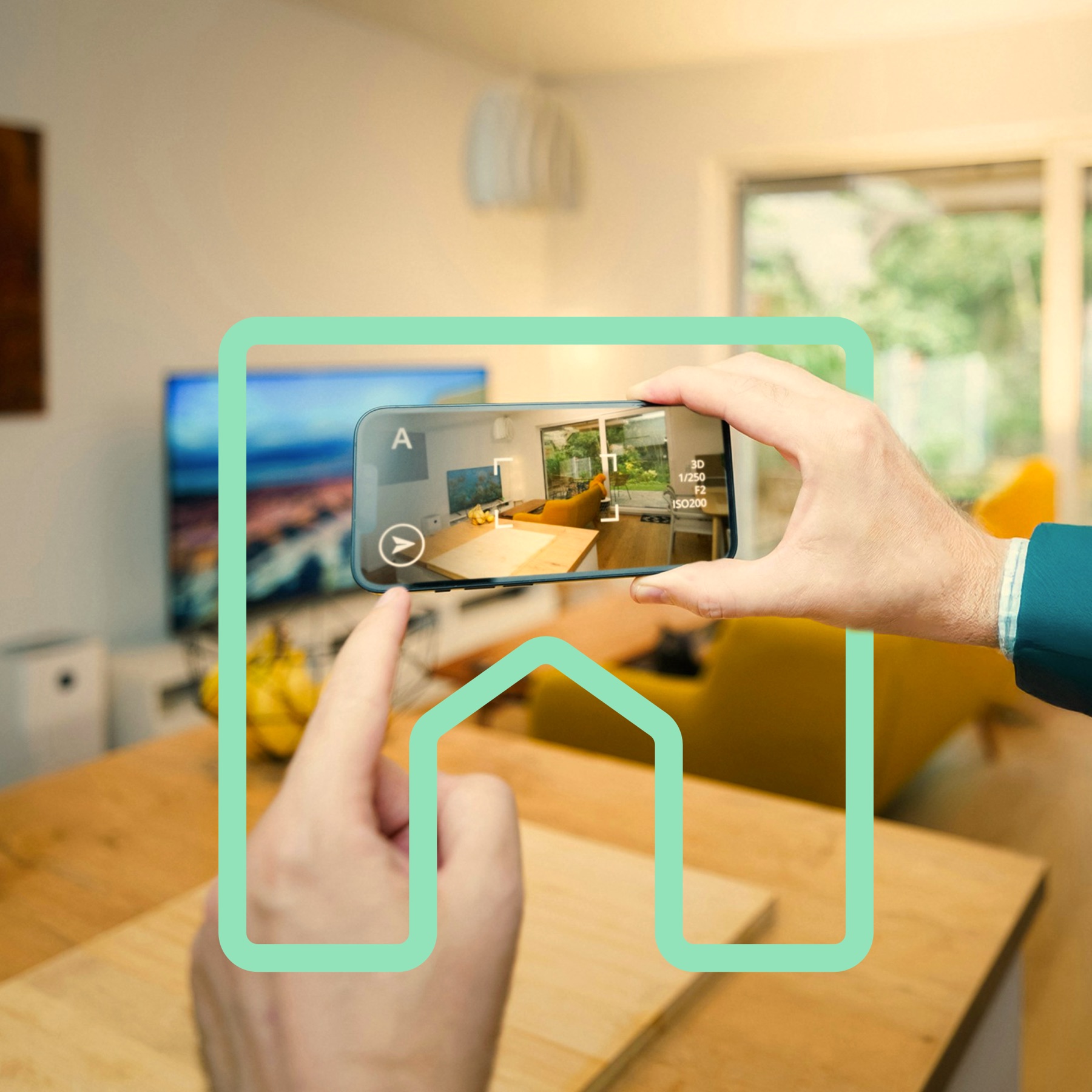 Agent holding an iPhone running Inspect by Realworks, framed by the Realworks icon