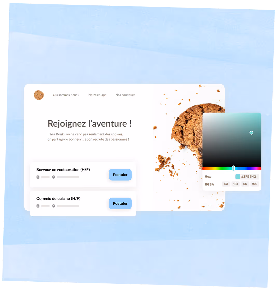 Aperçu du module de création de site carrière personnalisé du logiciel de recrutement ATS Français Taleez