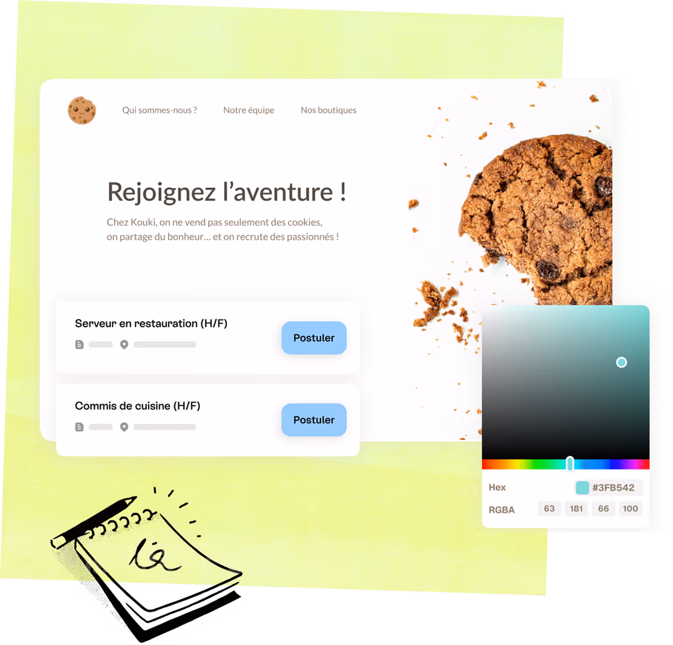 Aperçu du module de création de site carrière personnalisé du logiciel de recrutement ATS Français Taleez