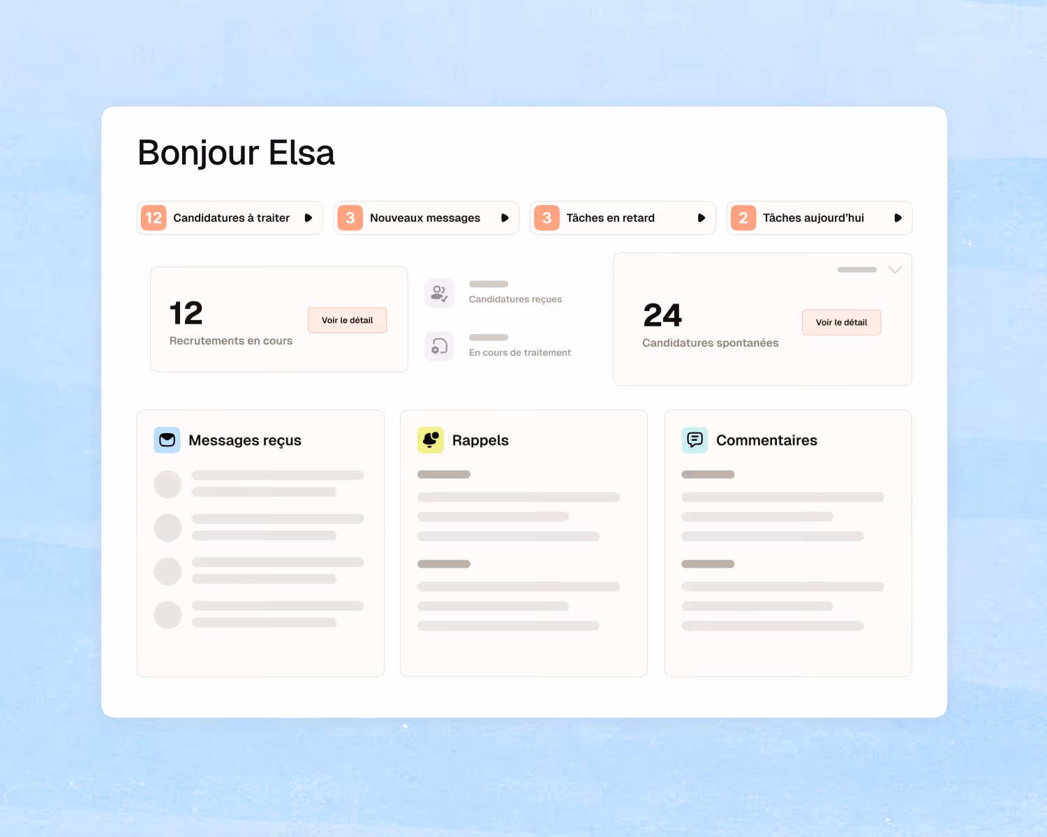 Dashboard du Logiciel ATS (Applicant Tracking System Software) de Taleez