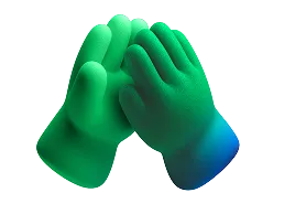 3D illustration of two green hands giving a high-five.