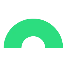 Green semi-circular shape with a hollow center resembling a geometric arc.