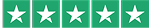 Five white stars on a green background representing a five-star rating.