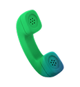 Green and blue vintage telephone handset with speaker and microphone holes.