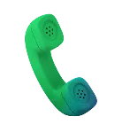 Green classic phone handset with speaker and microphone holes.