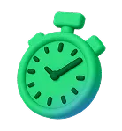 Green stopwatch showing 2:10 on a black background.