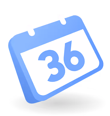Biểu tượng lịch với số 36 ở giữa.