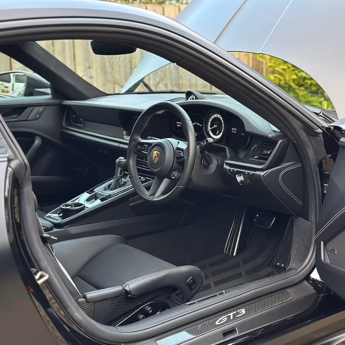 Steering wheel and seat of newly cleaned car