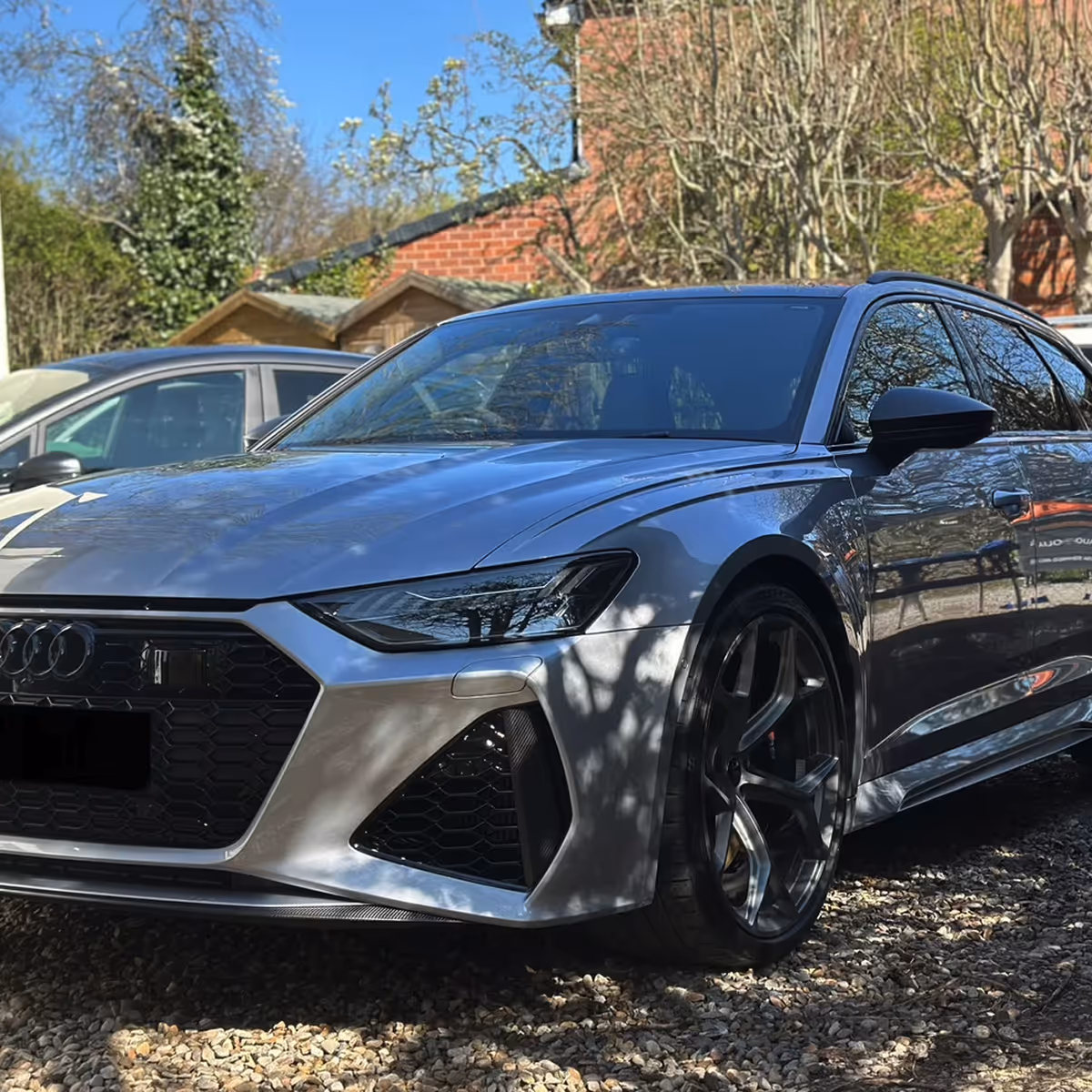 Silver car close up