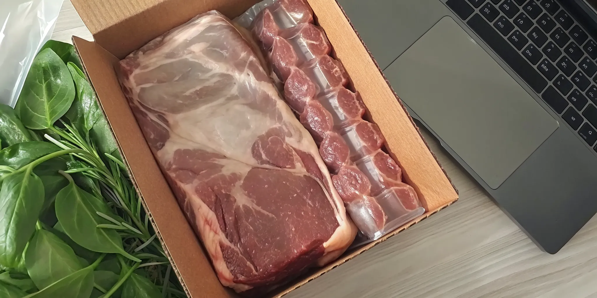 A premium beef brisket, vacuum-sealed and ready for delivery from an online order.