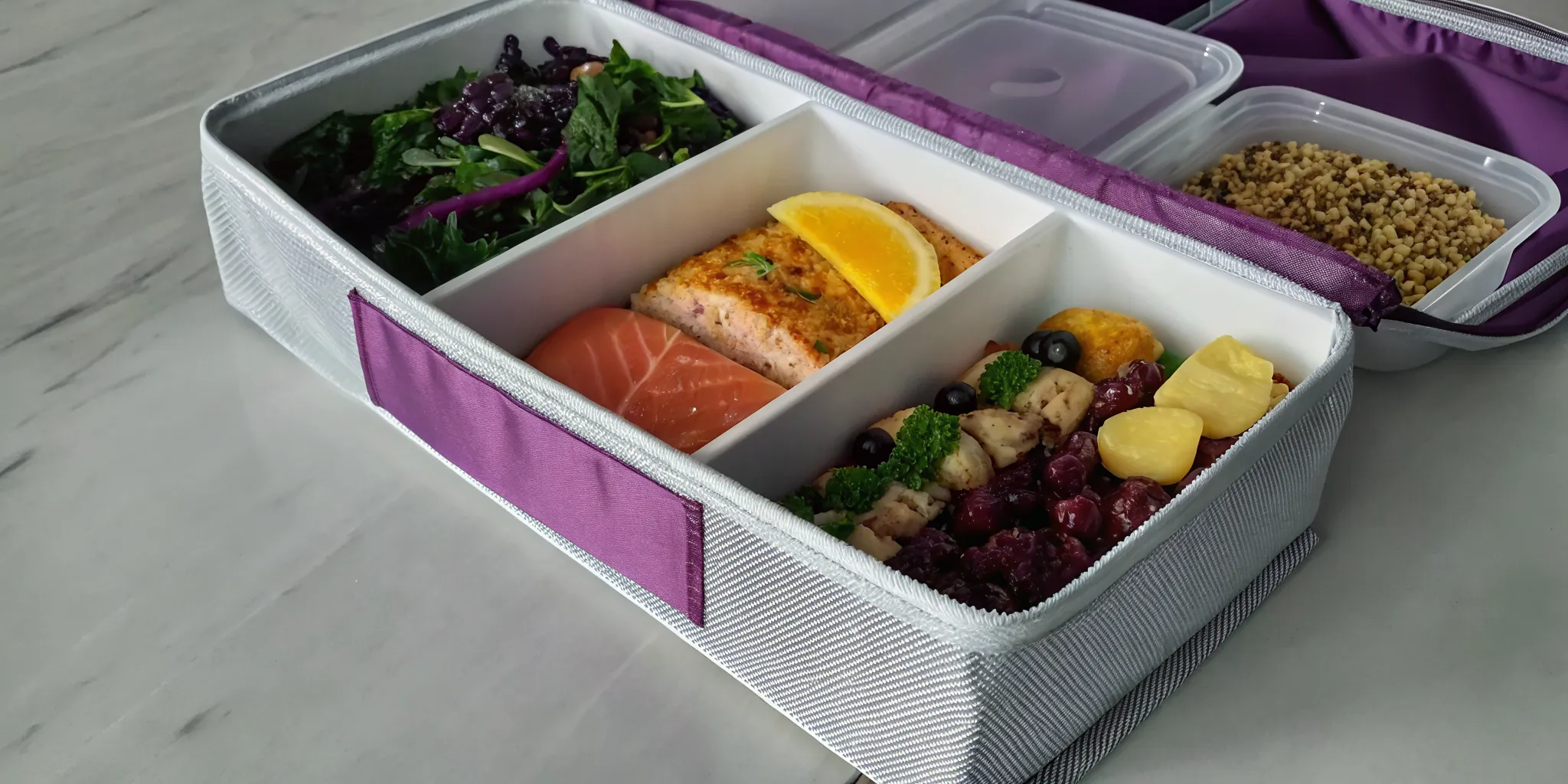 A healthy salmon meal from one of the best prepared meal subscriptions in Canada.