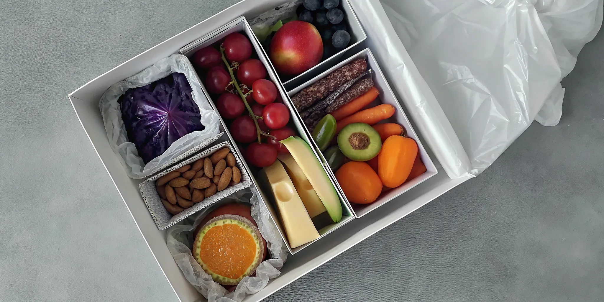 One of the best monthly food subscription boxes filled with fresh fruits, vegetables, and snacks.