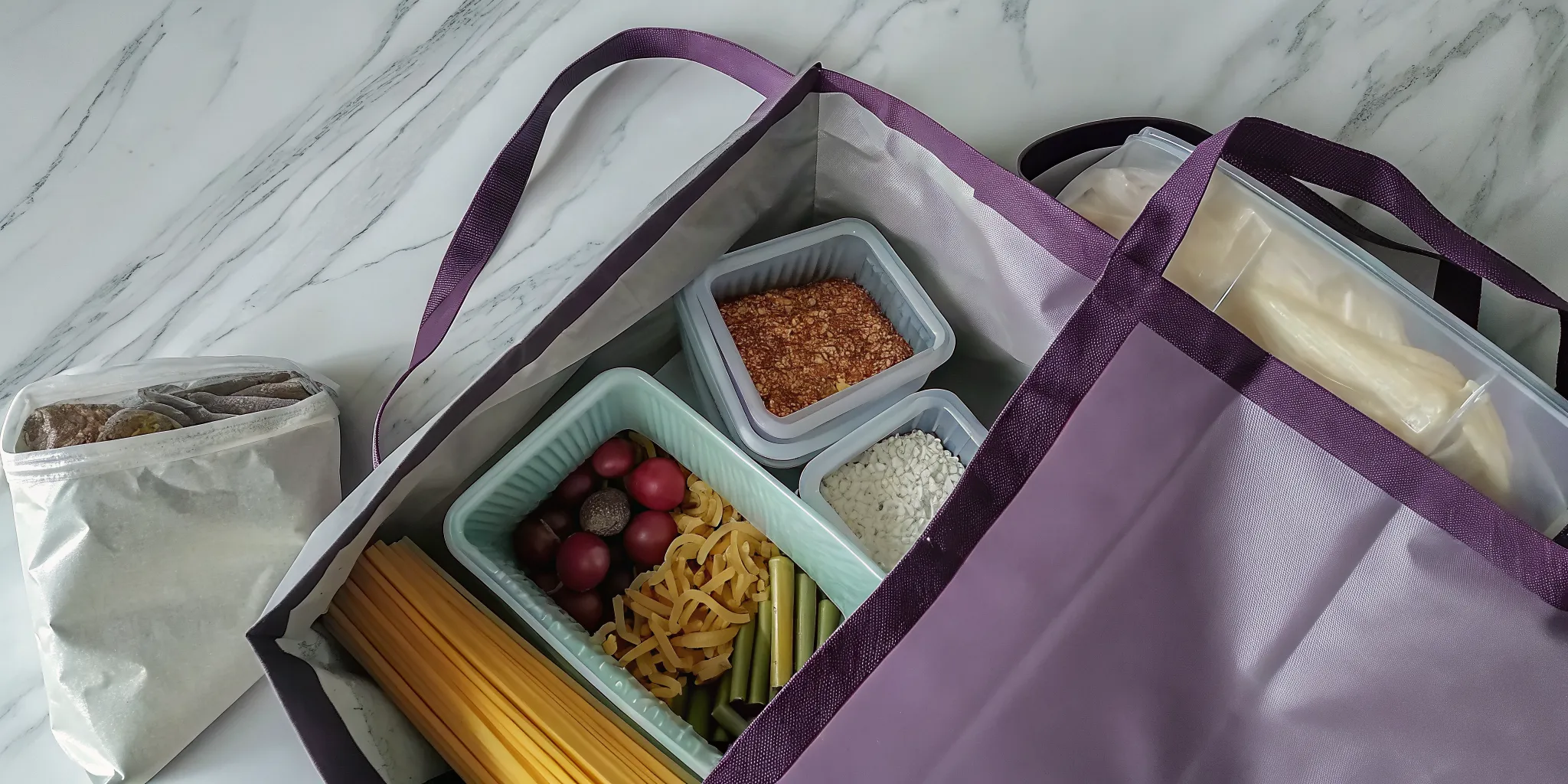 A grocery bag of pantry staples from the best grocery delivery service.