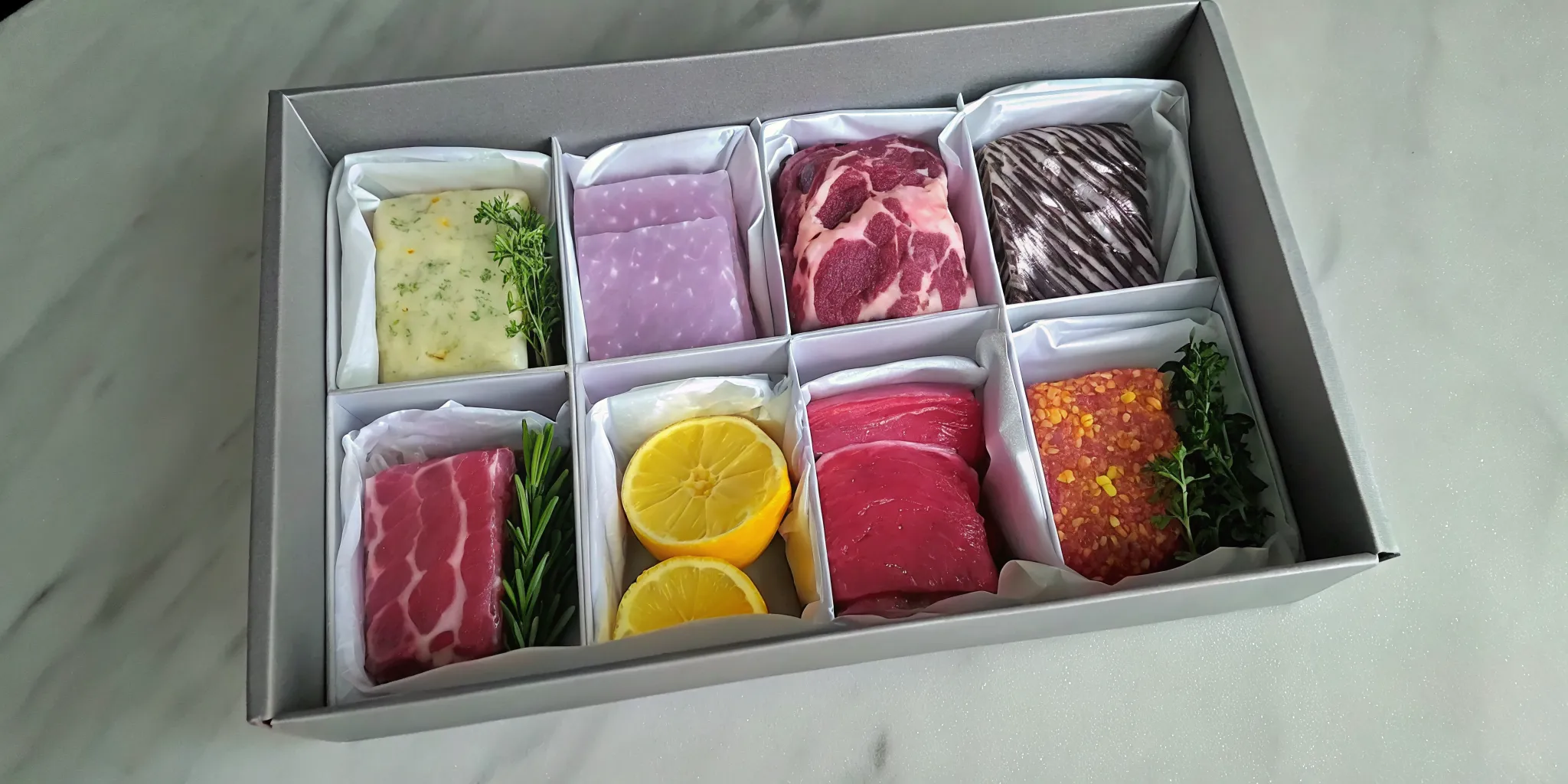 Assorted cuts of meat from a local Canadian meat subscription box.