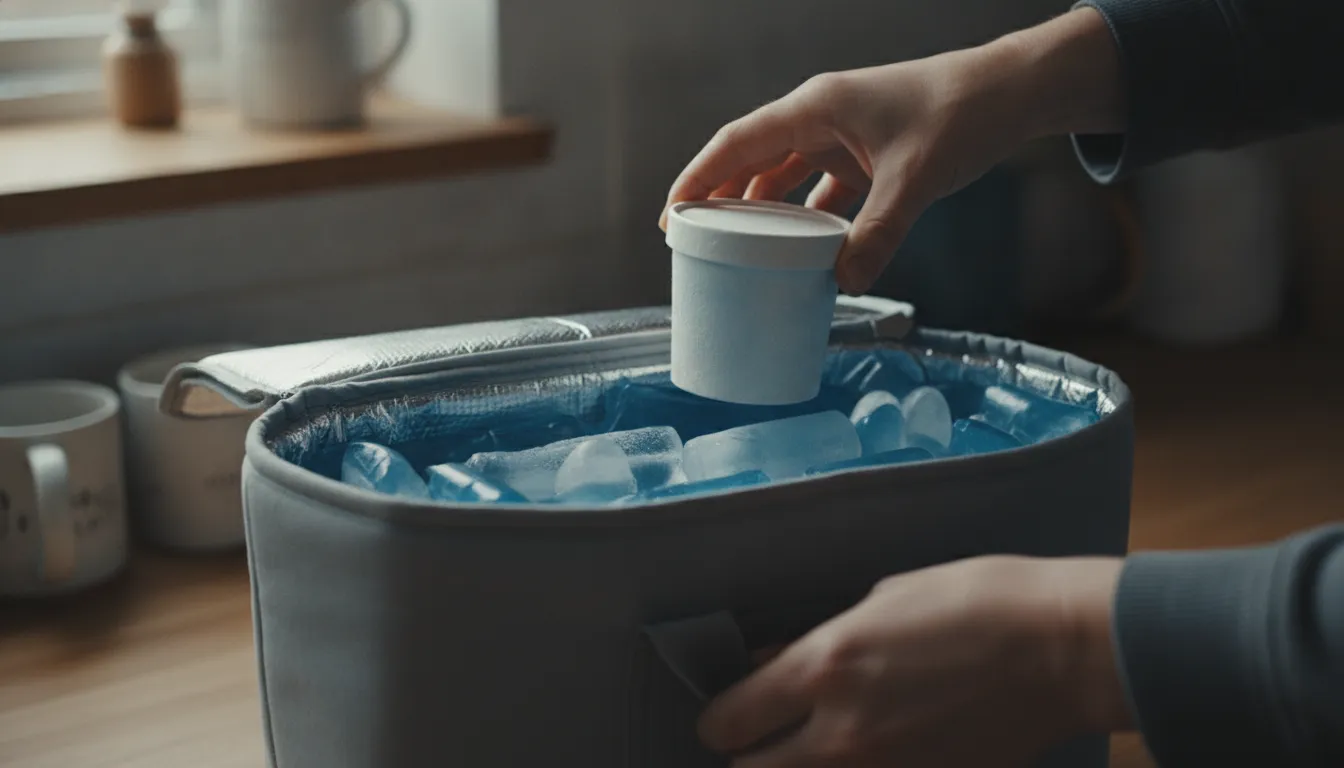 Insulated delivery box protecting frozen treats with ice packs