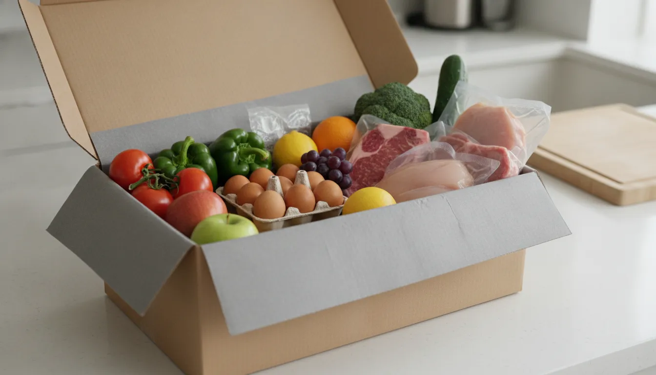 Insulated packaging protecting fresh groceries during delivery
