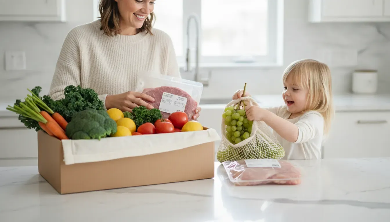 Fresh groceries arriving in a refrigerated delivery box at an Ontario home