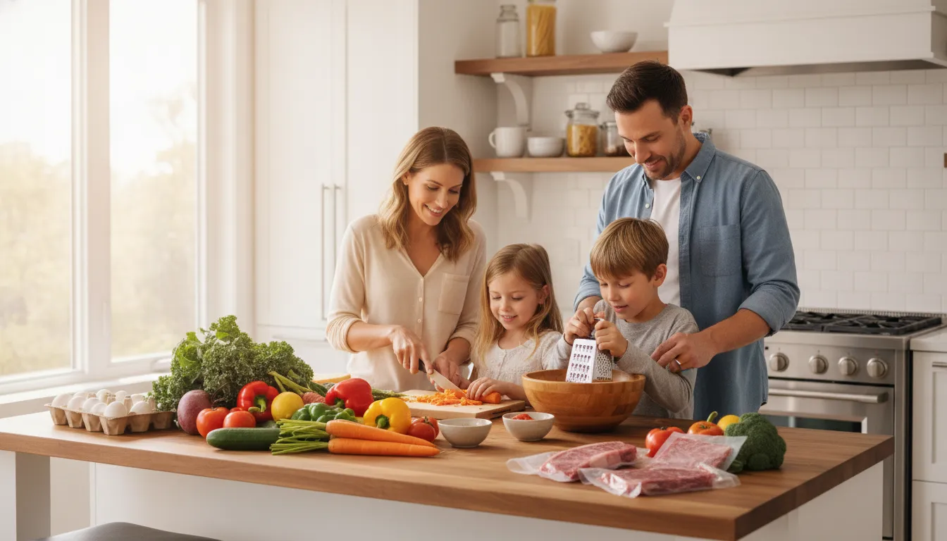 Canadian family preparing a flexible weeknight meal