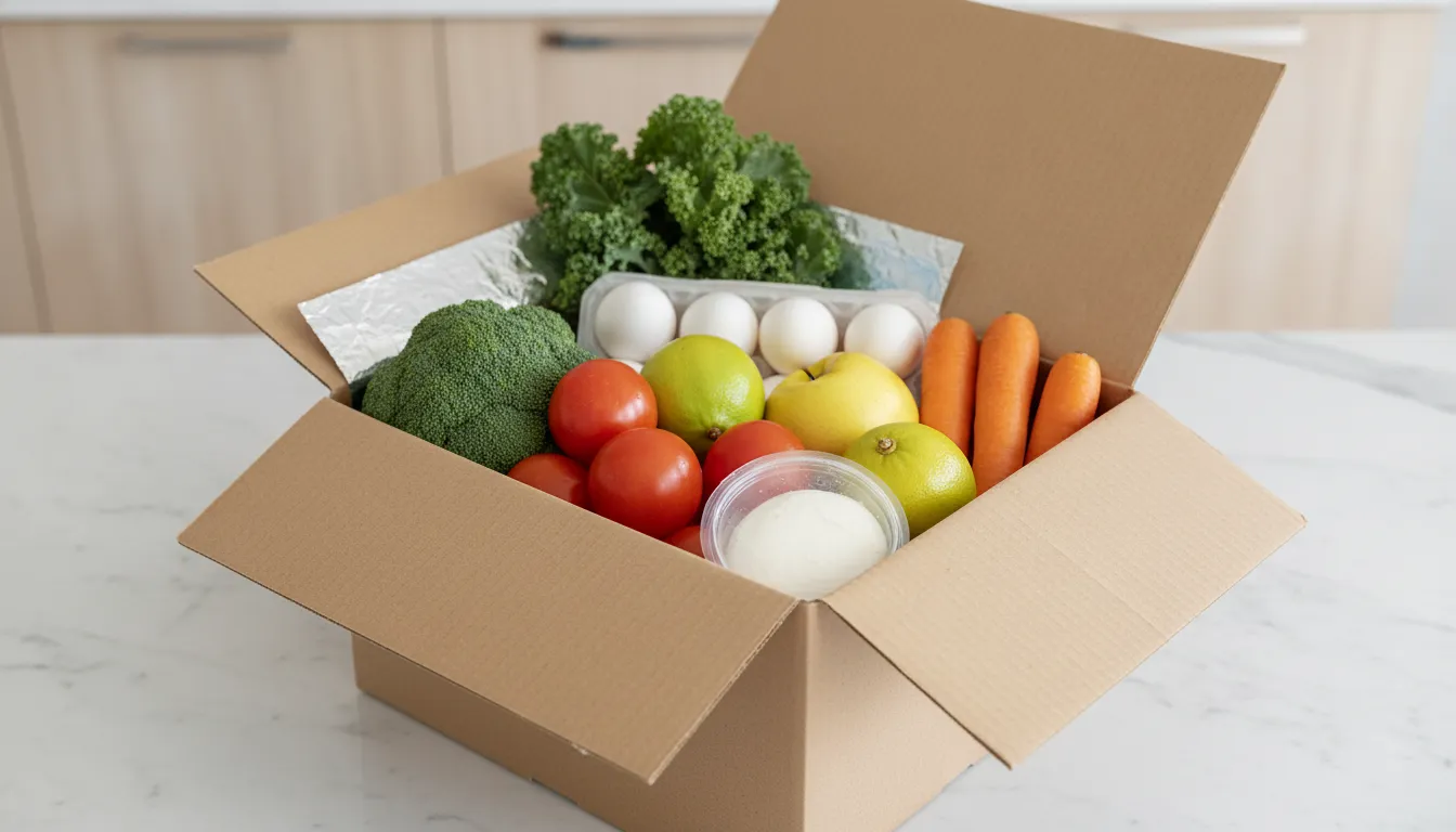 Fresh groceries arranged for refrigerated delivery to a GTA household