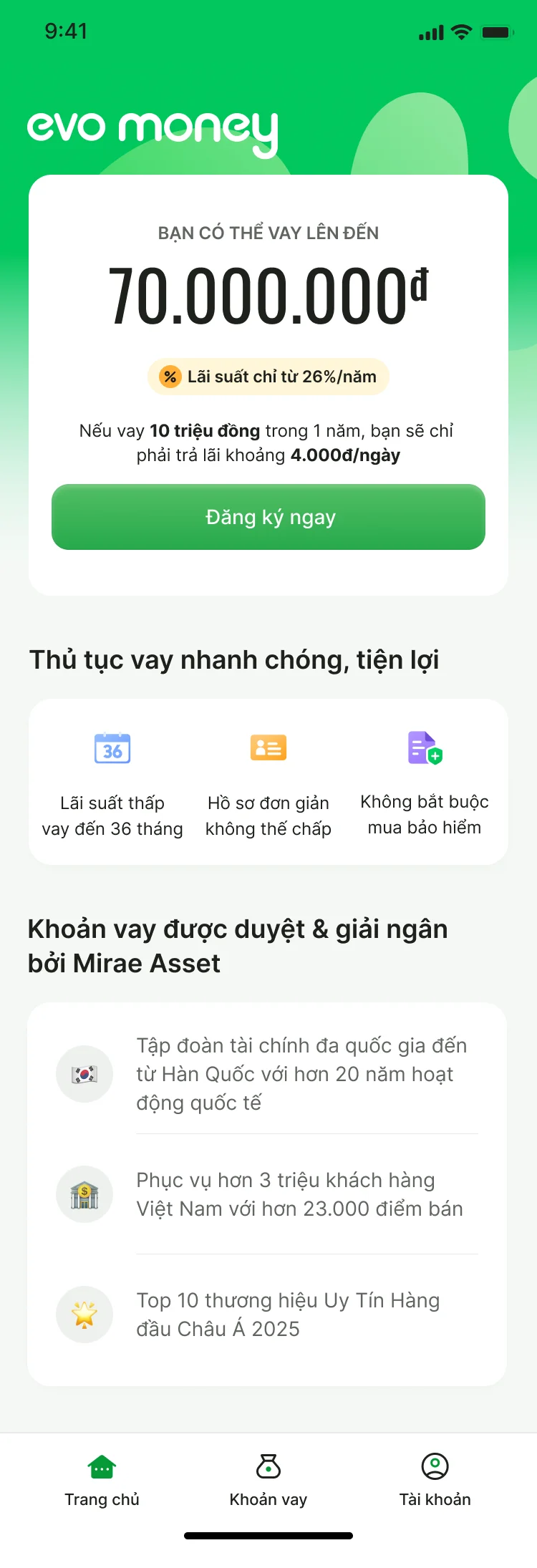 Tại app evo money