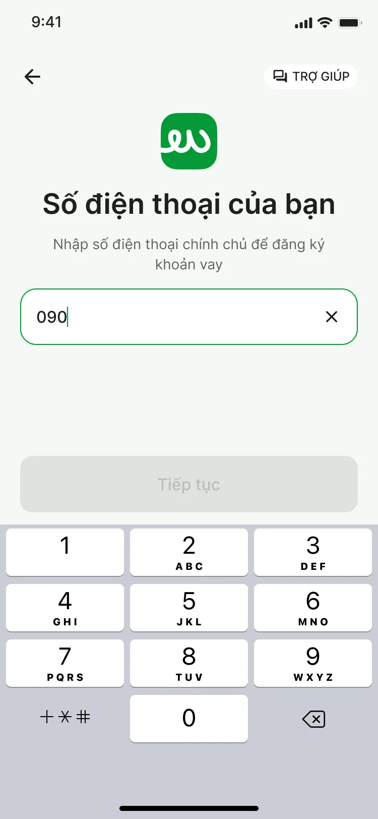 nhập số điên thoại