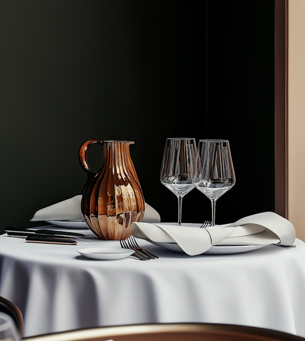 Grilled pomfret fish with lemon half, onion rings, carrot strips, and mint leaves on a white plate, served with green chutney in a glass.