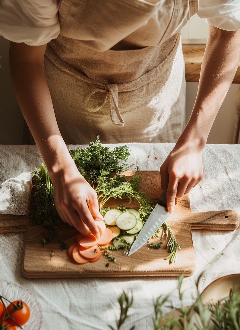 Two hands holding bowls of spicy noodles garnished with cilantro, surrounded by halved boiled eggs and black mushrooms on a dark textured surface.