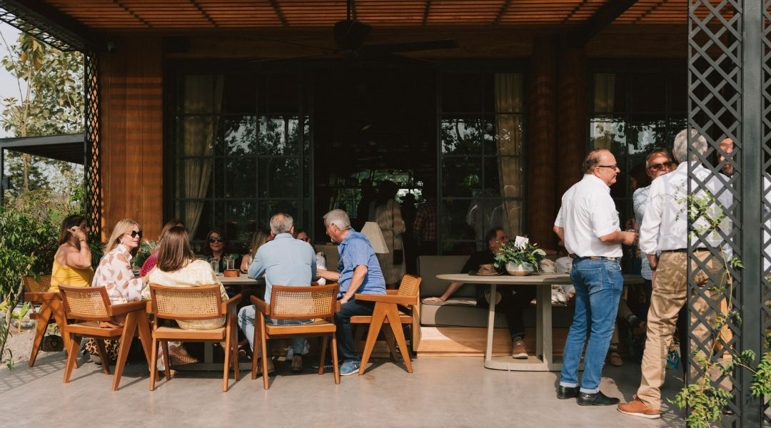 Families gathering for Father's Day brunch at Hacienda La Danesa.