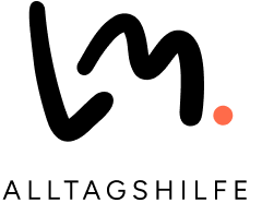 Logo mit den Buchstaben L und M in Schwarz, daneben ein orangefarbener Punkt.