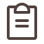 Symbol einer Clipboard mit drei horizontalen Linien als Text.