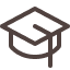 Symbol eines Doktorhutes als Zeichen für Lehre und Bildung.