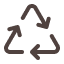Dreieck aus drei gebogenen Pfeilen, die Recycling symbolisieren.