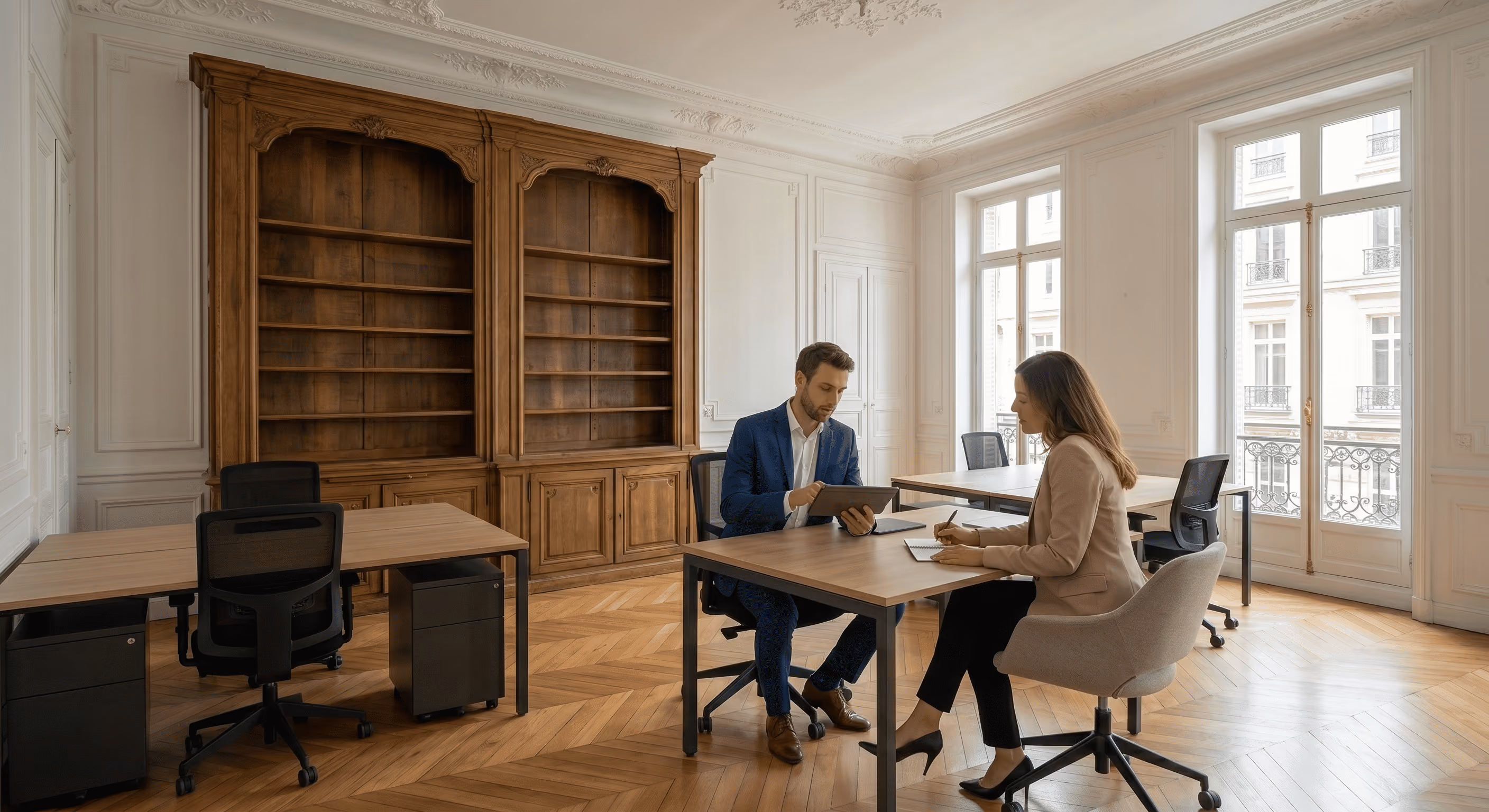 Visite d'un espace de bureaux avant signature