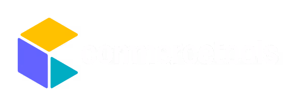 commercetools logo with a yellow, purple, and teal geometric icon and white text.