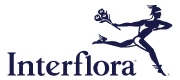 Interflora logo with a stylized figure holding flowers.
