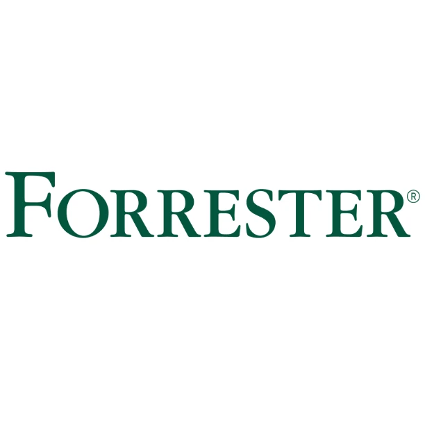 Forrester company name in green serif font with registered trademark symbol.