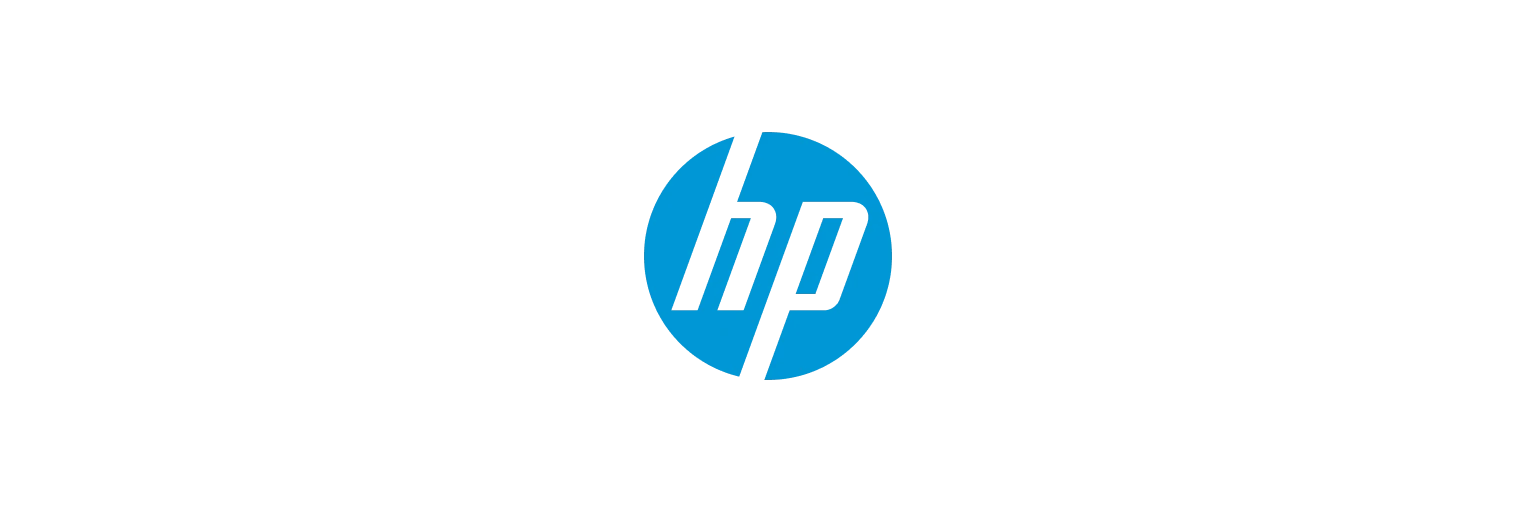 HP logo with stylized lowercase letters h and p in blue circle.