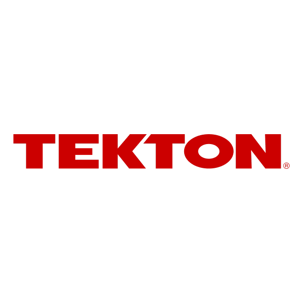 TEKTON brand name in bold red capital letters on a black background.