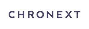 Text logo reading CHRONEXT in dark blue uppercase letters on a black background.