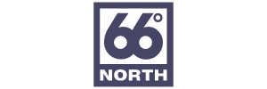 Dark blue square logo with the number 66 and the word NORTH below it.