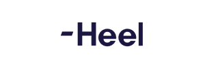 Heel brand logo text in dark blue on transparent background.
