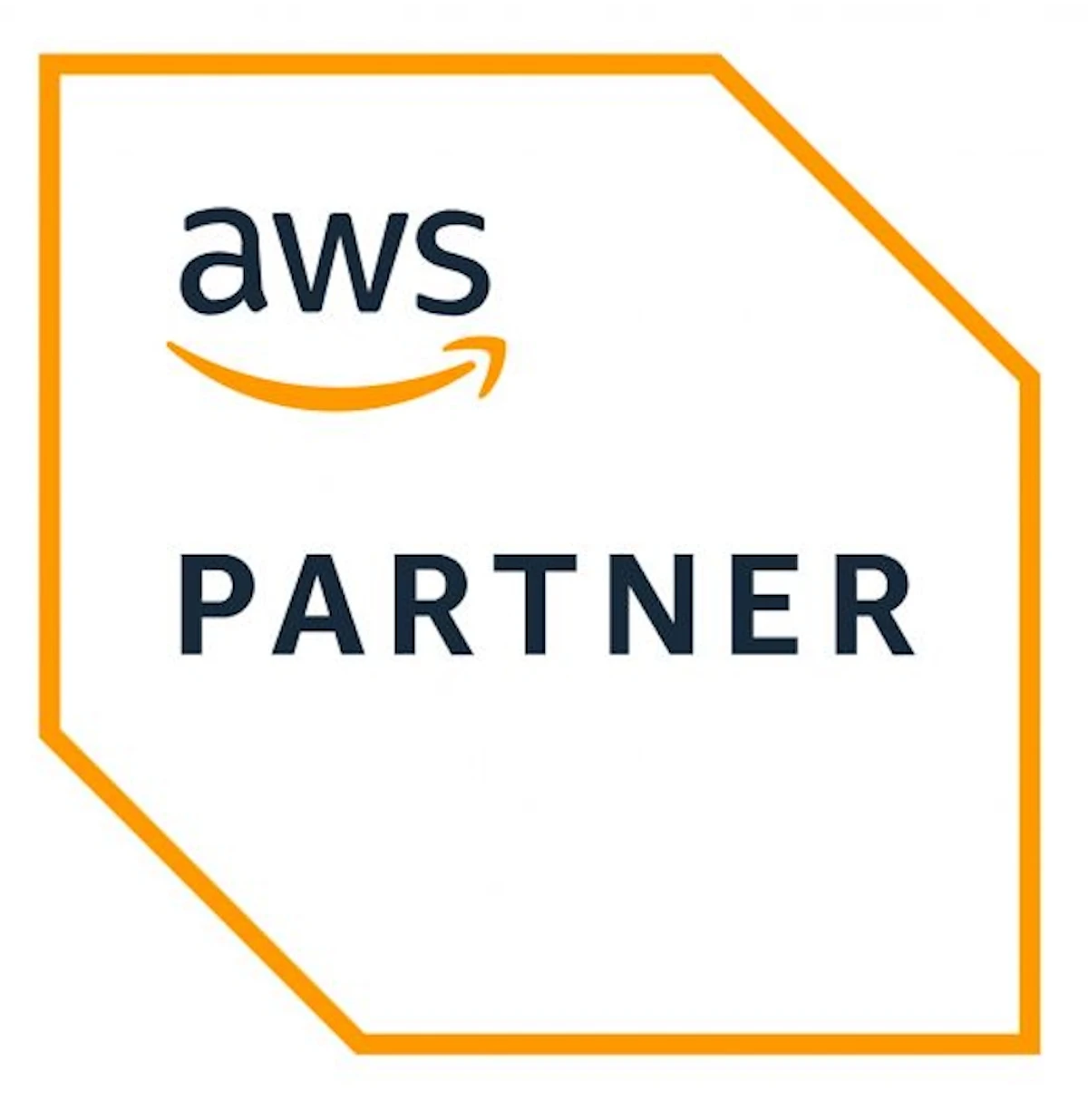 AWS Partner logo with black text and an orange border.