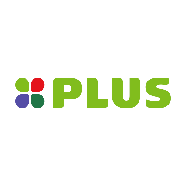 Logo with four rounded squares in green, red, blue, and dark green next to the word PLUS in bold green letters.